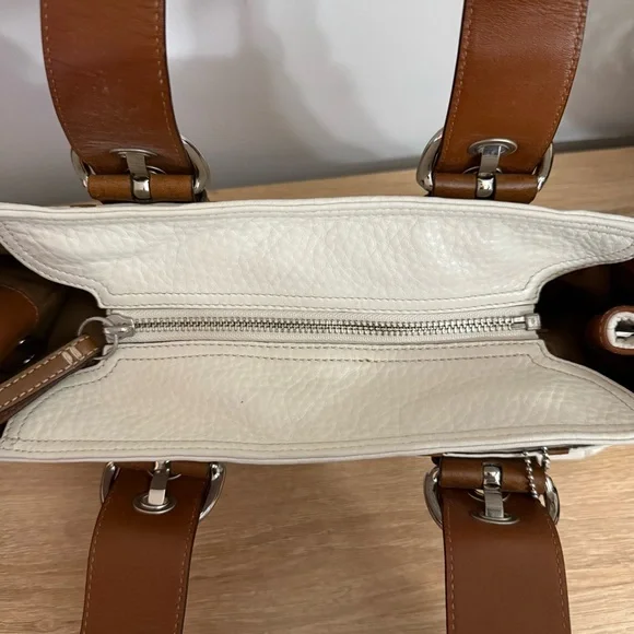 Vintage Y2K Coach Soho Pebbled Leather Small Hand Bag Cream Brown Purse F12302 - Picture 15 of 16